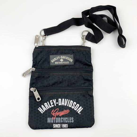 Harley-Davidson Handbags - Harley Davidson Motorcycles Black Crossbody Bag Zipper Pockets